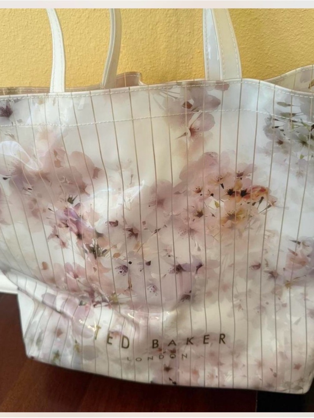 Ted Baker White Floral Pink Accent Tote